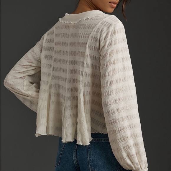 ANTHROPOLOGIE Long Sleeve Button Front Textured  Button-Up Blouse - Picture 2 of 12